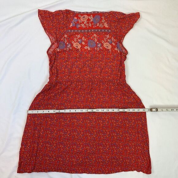 Arnhem Ophelia Floral Button Front Tassel Mini Dress Salsa Red AUS 8 US S 4 - Picture 13 of 14
